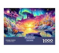Dolphins, Aurora, Castle in Vibrant Night Puzzle Da 1000 Pezzi Dolphin Ideale Per Il Piacere Familiare, Adulti E Bambini 52x38cm/1000pcs