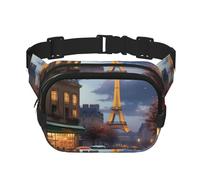 Dolphins Bluewaist, borsa per uomo e donna, regolabile, doppio marsupio, per viaggi, sport e uso quotidiano, Pittura A Olio Parigi Scena Strada Torre Eiffel, Taglia unica