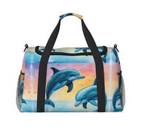 Dolphins In Love - Borsone da viaggio pieghevole, per viaggi spontanei, nero, taglia unica, Nero, One Size