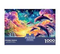 Dolphins Leap by A Castle Under Starry Sky Puzzle Da 1000 Pezzi Dolphin Gioco Di Sfida Per Uomini, Donne E Anziani 38x26cm/1000pcs