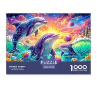 Dolphins Play with Balls near Colorful Castle Puzzle Da 1000 Pezzi Dolphin Sfida Di Ingegno Per Tutte Le Età 70x50cm/1000pcs