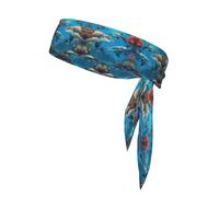 Dolphins Sea Turtle Shark Octopus Coral Reef Sports Head Tie Beach Summer Tropical regolabile antiscivolo traspirante per la corsa Ninja Head Band