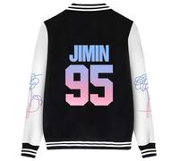 Dolpind BTS Love Yourself Giacca da baseball Bangtan Boys Merchandise Jimin Jungkook Felpa con cappuccio, Donna Bambina Bambino, Jimin 95 Nero, Medium