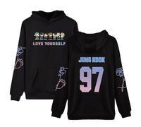 Dolpind Kpop BTS - Felpa con cappuccio con logo Bangtan Boys unisex JIN SUGA Jimin V, Donna, Jung Kook Black, X-Large