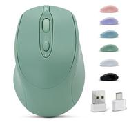 Dolrso Mouse Bluetooth, mouse wireless ricaricabile per laptop/iPad/MacBook Pro/Air, mouse silenzioso portatile sottile per Surface Pro/PC/Lenovo/tablet Samsung (verde chiaro)