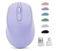 Dolrso Mouse Bluetooth, mouse wireless ricaricabile per laptop/iPad/MacBook Pro/Air, mouse silenzioso portatile sottile per Surface Pro/PC/Lenovo/tablet Samsung (viola)