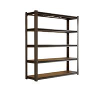 DOLUNTO Organizzazione Scaffali domestici regolabili, scaffali di stoccaggio a 5 strati, vetrina for supermercato con balcone, scaffale in acciaio for ripostiglio Unità(Black,5-layer 120x30x160cm)