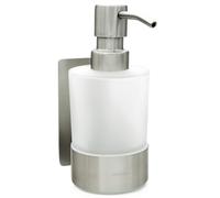 Dolvhin® Dispenser Sapone a Parete Senza Forare | Dosatore Liquido in Vetro Satinato | Dispenser Inox con Supporto | Dispenser di Sapone Adesivo da Muro | Dosatore Detersivo 250ml | Grigio Argento