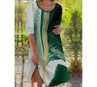 Dolvitrny Abito da donna con stampa floreale, a maniche lunghe, girocollo, casual, per primavera, autunno, vacanze, feste, club, uso quotidiano, abbigliamento per la casa, modesto (M E)