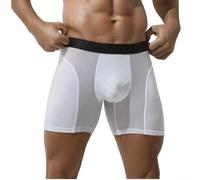Dolvitrny Boxer lungo da uomo in poliestere spandex U-convesso 3XL | Supporto a U convesso, pannello in rete traspirante, assorbimento dell'umidità, vita media per vestibilità