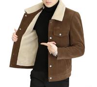 Dolvitrny Cappotto invernale da uomo in poliestere spesso per stile | Corpo e braccia completamente foderati in pile, colletto morbido, ti tiene al caldo quando fa freddo, per un design slim fit