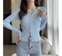 Dolvitrny Cardigan da donna slim con scollo a V lavorato a maglia a maniche | per il design slim fit, scollo a V, maniche lunghe, lunghezza corta, adatto per stratificazione o abbigliamento autonomo