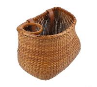 Dolvitrny Cestino anteriore in rattan, grande portabiciclette in vimini con portabicchieri da caffè, cestino da manubrio vintage fatto a mano per ciclismo, marrone scuro classico (colore caffè)