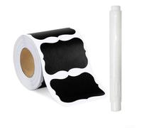 Dolvitrny Etichette a lavagna per barattoli da cucina e conservazione degli alimenti, rotolo in PVC nero da 150 pezzi con penna a gesso riutilizzabile, adesivi per organizzazione dispensa fai da te