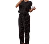 Dolvitrny Pigiama da donna in cotone stampato allentato | E pantaloni lunghi vestito da notte comodo casa lounge usura per le vacanze di vacanza