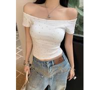 Dolvitrny Poliestere Una Spalla Camicetta per le Donne Stampato Fashion | Elegante monospalla, motivo stampato vivace, design a maniche corte, perfetto per le giornate estive