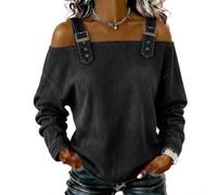 Dolvitrny Top Donna Manica Lunga Scollato Spalle Elasticizzato | Spalle scoperte regolabili, tessuto morbido, vestibilità ampia, ideale per estate e primavera