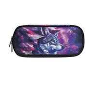 Dolyues Astuccio per matite di grande capacità, astuccio portapenne per la scuola, custodia per il trasporto di penne con cerniera alla moda, Bandiera Usa Lupo, Organizer per borse