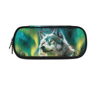 Dolyues Astuccio per matite di grande capacità, astuccio portapenne per la scuola, custodia per il trasporto di penne con cerniera alla moda, Verde lupo, Organizer per borse