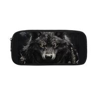 Dolyues Astuccio per matite per bambini ragazze ragazze forniture di cancelleria, bambini torna a scuola borse di matita, Zip grande capacità matita sacchetto, Lupo nero, Organizer per borse