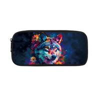 Dolyues Astuccio portapenne per ragazzi con lupo, organizer per scuola universitaria, piccola borsa per penne da uomo, borsa fresca per bambini, Lupo, Organizer per borse