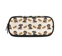 Dolyues Astuccio portapenne per ufficio, università, scuola, grande, per bambini e adulti, Bassotto e Hot Dog, Organizer per borse