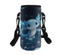 Dolyues Axolotl Design - Borsa per bottiglia d'acqua con cinghia, per bambine dai 6 ai 8 anni, per la cura del doposcuola, essenziale per viaggi, scuola, sport e campeggio, blu, Stampa Axolotl Blu