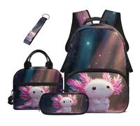 Dolyues Axolotl, set di 4 zaini, borsa per il pranzo per ragazze, astuccio per bambini, borsa per libri Kawaii di terza elementare, zaini per la scuola elementare, Modello Axolotl, Zaino daypack