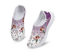 Dolyues Bandiera Americana Teschio Donne Formatori Scarpe Da Corsa Infermiera Leggero Boho Floreale Terrier Cane Traspirante Walking Sneaker, Infermiera viola sfumato, 39 EU