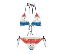 Dolyues Bikini Sext per donna triangolo Halter costume da bagno sexy a vita alta cravatta laterale costume da bagno, Pupazzo di neve divertente, XL