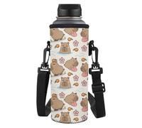 Dolyues Borsa per bottiglia con stampa floreale Capybara, set coordinato per donne e ragazze, design termico da 1 l, con cinturino staccabile (Soporte para vasos), Capibara Fiore