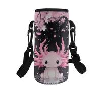 Dolyues Borsa per bottiglie con stampa Axolotl Cherry Blossom, tracolla elastica per ragazze dai 7 ai 10 anni, accessorio scolastico a tema carino per lezioni d'arte elementari e festival, Axolotl ai