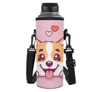 Dolyues Borsa termica portatile per bottiglie con cinghia regolabile per bambini e adulti, Corgi carino.