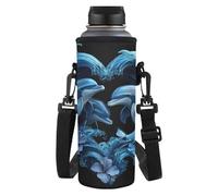 Dolyues Borsa termica portatile per bottiglie con cinghia regolabile per bambini e adulti, Delfino