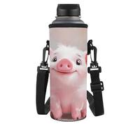 Dolyues Borsa termica portatile per bottiglie con cinghia regolabile per bambini e adulti, maialino rosa.
