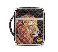 Dolyues Borsa trapuntata per bibbia da donna, 15,2 x 22,5 cm, adatta per Bibbie standard, Leone, Floreale, Bibbia, con tasche, leggera, per servizi religiosi