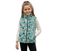 Dolyues Cappotto invernale da bambina, con cerniera, con tasche, stile casual, per bambini dai 2 ai 12 anni, Fiori di cane, 9-10 Anni