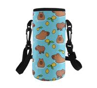 Dolyues Capybara - Portabottiglie per bottiglie d'acqua, per viaggi, estate, scuola, per ragazze dai 5 agli 8 anni, essenziale e leggero, blu, Limone Capibara