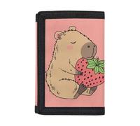 Dolyues Capybara - Portafoglio per bambini 9-12 anni, mini portamonete e carte di credito, per sport all'aria aperta, con stampa fragola, porta carte e contanti, per bambini