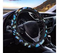 Dolyues Coprisvolta per Volante Stampato con Farfalla Blu da Donna Misura Universale Dimensione 37-38 cm Protezione per Interno Accessorio Compatibile con la Maggior Parte delle Auto