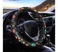 Dolyues Coprivolante automobilistico per donne o uomini, stampa zampe di animali neri coprivolante auto accessori interni decorazione, proteggere la mano, universale per tutte le stagioni