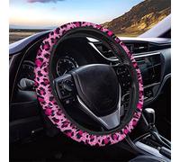 Dolyues Coprivolante con motivo leopardato rosa rosso e nero, accessori per auto, universale, adatto per volanti di dimensioni da 35 a 38 cm