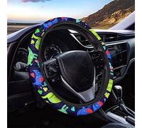 Dolyues Coprivolante da donna, elasticizzato, resistente, universale, misura 37-38 cm, con dinosauri colorati in stile cartone animato, adatto per la maggior parte delle auto