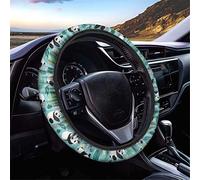 Dolyues Coprivolante per auto, verde, antiscivolo, assorbe il sudore, per donne, adulti, amici, simpatico panda con foglie di plumeria, accessori per auto