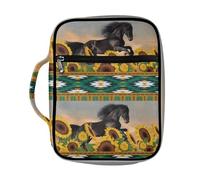 Dolyues Custodia per bibbia per donne e uomini, borsa per la Bibbia, custodia per il trasporto con manico, per libri biblici, borsa per chiesa, protezione per bibbia, Cavallo azteco in Occidente