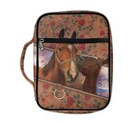 Dolyues Custodia per bibbia per donne e uomini, borsa per la Bibbia, custodia per il trasporto con manico, per libri biblici, borsa per chiesa, protezione per bibbia, Cavallo