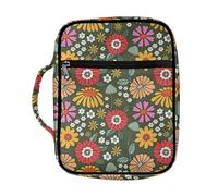 Dolyues Custodia per libri per donne e uomini, portatile, con manico resistente e tasche con cerniera, organizer per chiesa, Hippie Floreale