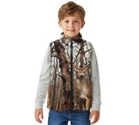 Dolyues Gilet in pile per bambini in pile polare con cerniera, senza maniche, per autunno e inverno, caldo capispalla con tasche, 2-12 anni, Caccia mimetica, 5-6 Anni