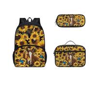 Dolyues Horse College Bookbag Set per studenti delle scuole medie carino Schookbags con contenitore per il pranzo e astuccio per libri scolastici per ragazzi, Cavallo-1