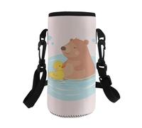 Dolyues Manicotto carino della tazza per le ragazze del poliestere della manica della tazza con la cinghia regolabile, Capibara Scuro